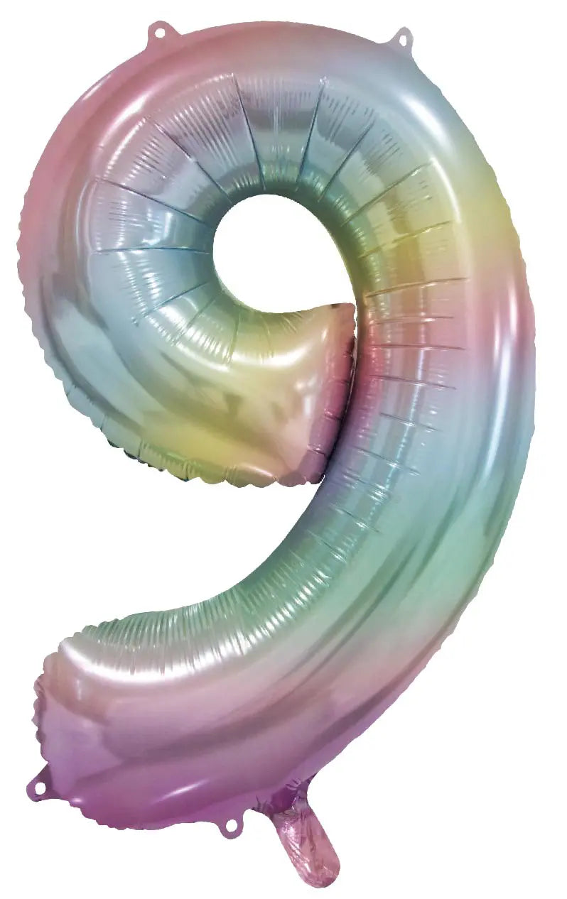 Foil balloon Pastel Rainbow 86cm. Numbers Partydeco