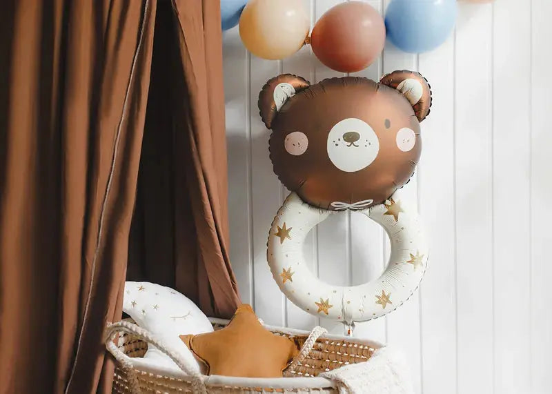 Foil balloon Rattle bear, 61x88 cm, mix Partydeco