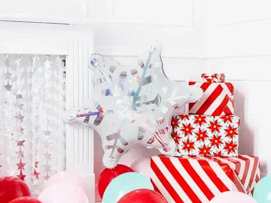 Foil balloon Snowflake, 64x66 cm, holographic Partydeco