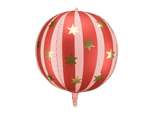 Foil balloon Starry ball, 75 cm, red Partydeco