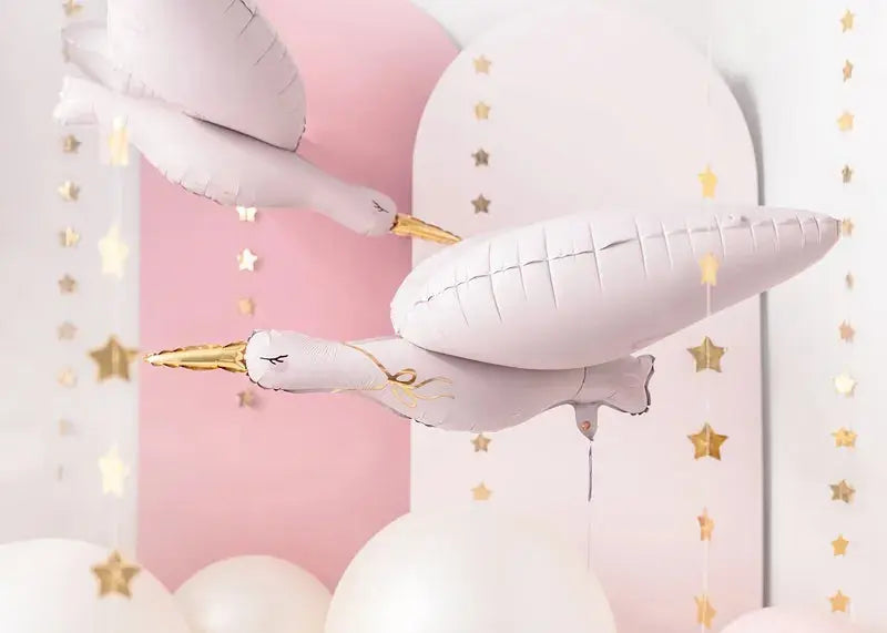 Foil balloon Stork, 103x60 cm, light pink Partydeco