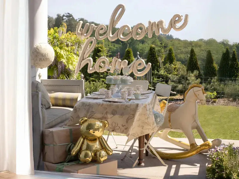 Foil balloon Welcome Home, 335x71 cm, cappuccino Partydeco