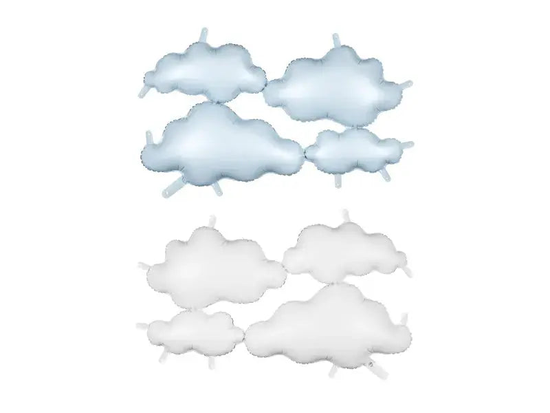 Foil balloon double-sided background Clouds, 99x52 cm, white and light blue Partydeco
