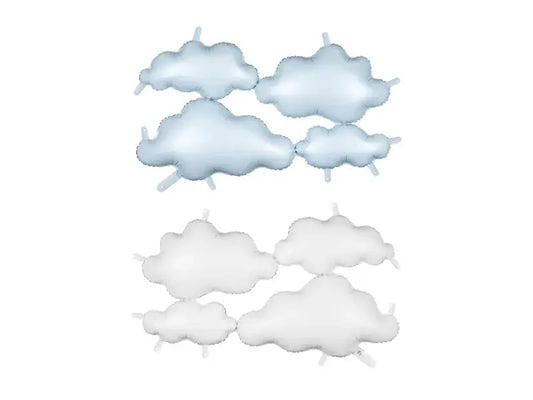 Foil balloon double-sided background Clouds, 99x52 cm, white and light blue Partydeco