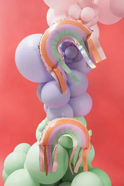 Foil balloons Rainbow with tassels, 38x41 cm Partydeco