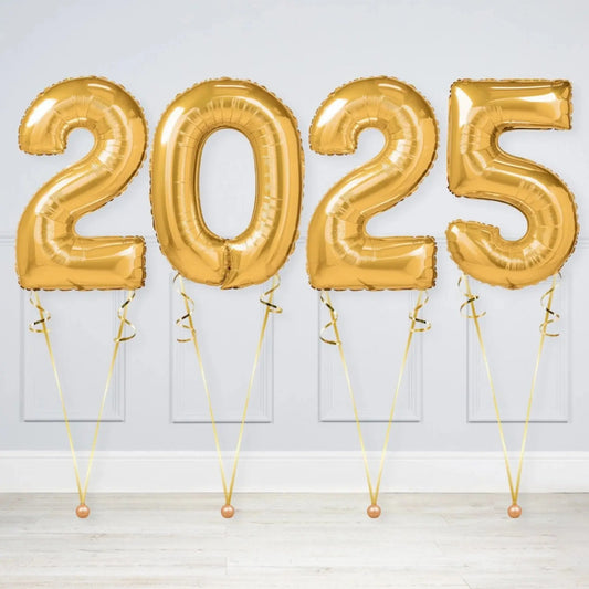 Foil balloons with helium 2025 gold Folat