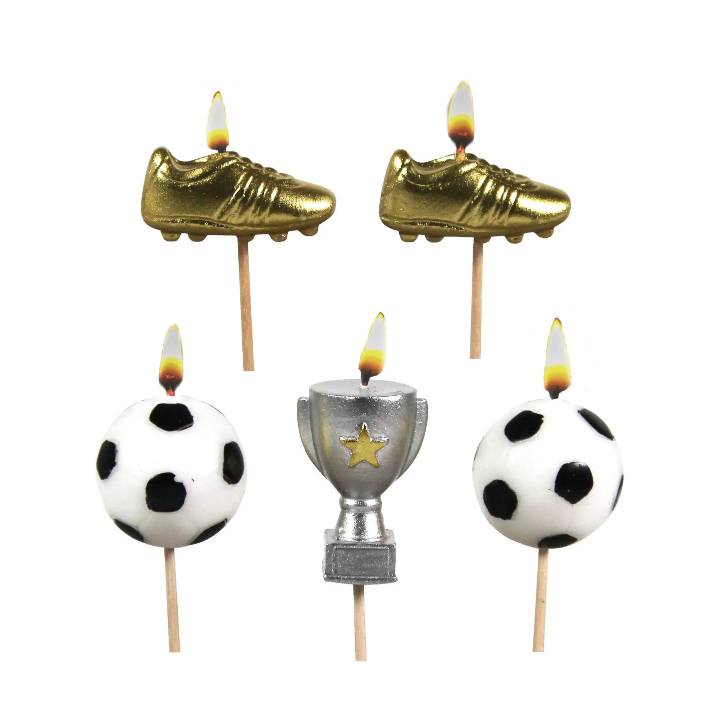 Football Cake Candles (New) Smiling Faces