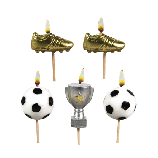 Football Cake Candles (New) Smiling Faces