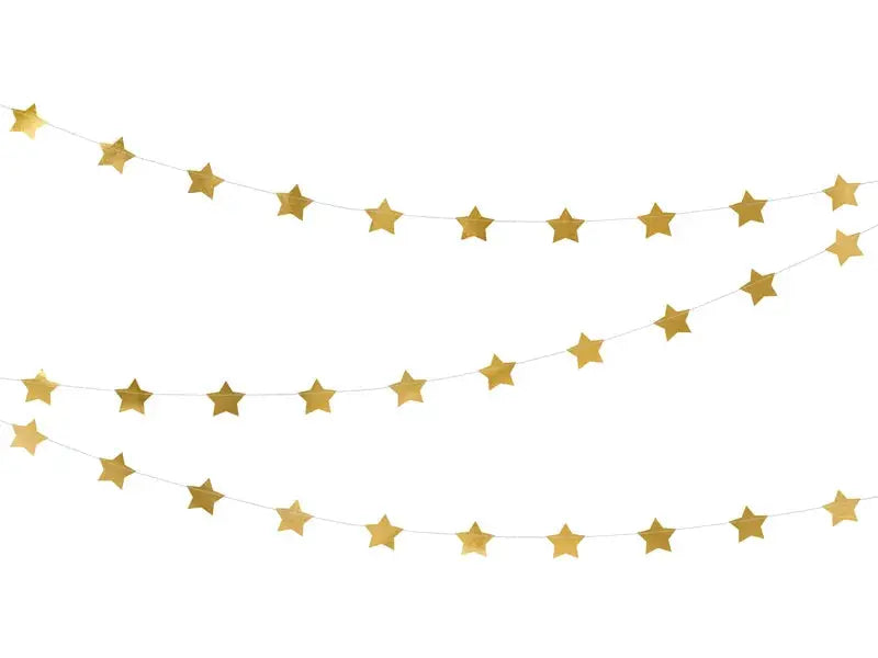 Garland Stars, gold, 3.6m Partydeco