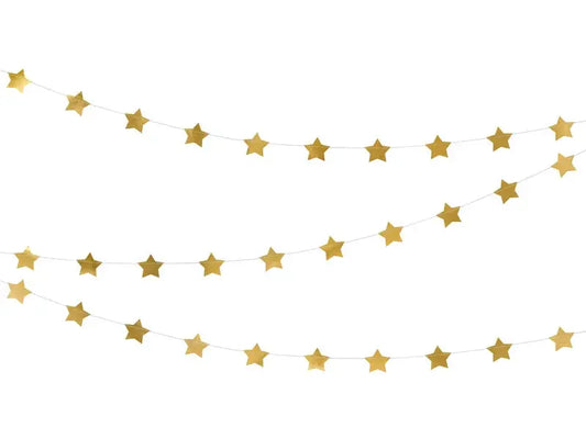 Garland Stars, gold, 3.6m Partydeco