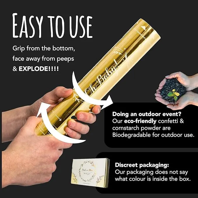 Gender Reveal Canon XL Confetti Biodegradable + Holi Powder Effect Intense Colour Ideal Party & Announcement Sex Baby Shower, Gender Reveal Party, Wedding, Birthday | wonride