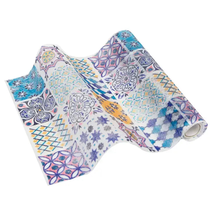 Geometric Blue Fabric Table Runner, Home Décor - 2m Talking Tables