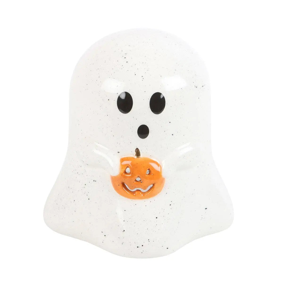 Ghost Shaped Halloween Tealight Candle Holder with Pumpkin Something Different Wholesale