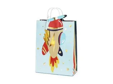 Gift bag Airplane, 10x35.5x24 cm, mix Partydeco