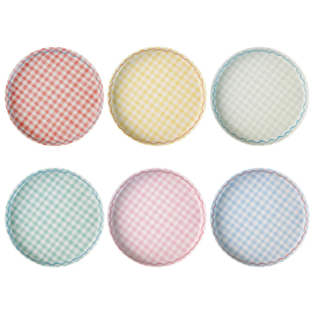 Gingham reusable plates L Meri Meri