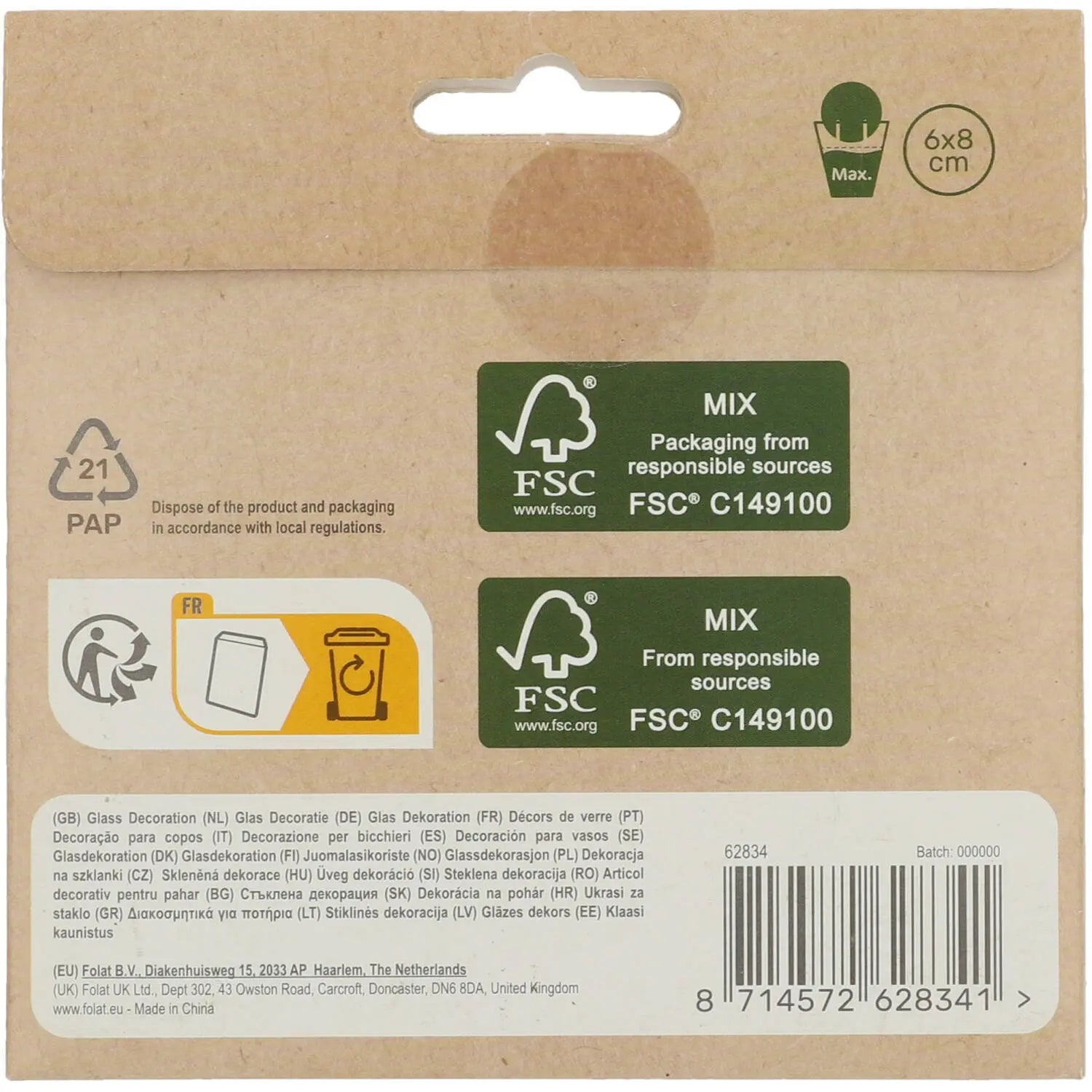 Glass markers Party Green - 6 pieces Folat