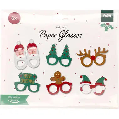 Glasses - Holly Jolly - Paper - 6 pieces Folat