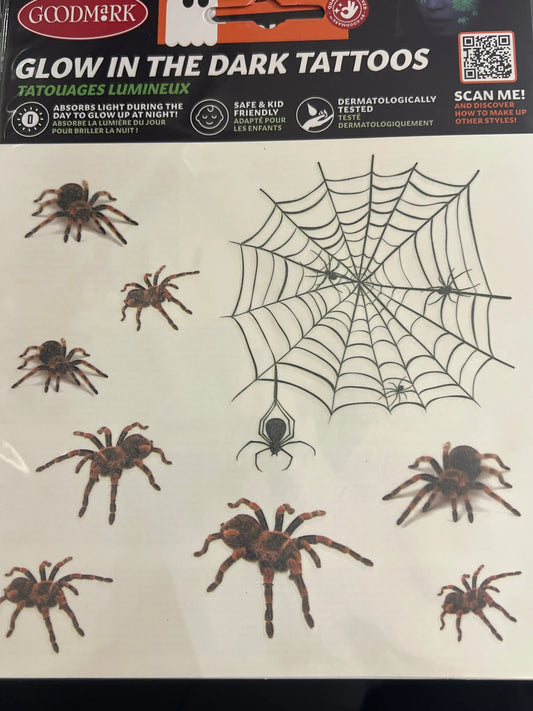Glow in the Dark Tattoo - Spiders Cotillons D Alsace