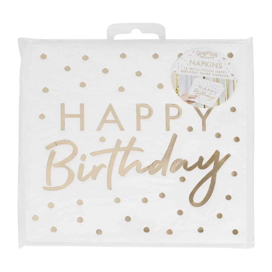Gold Foiled Happy Birthday Paper Napkins GingerRay