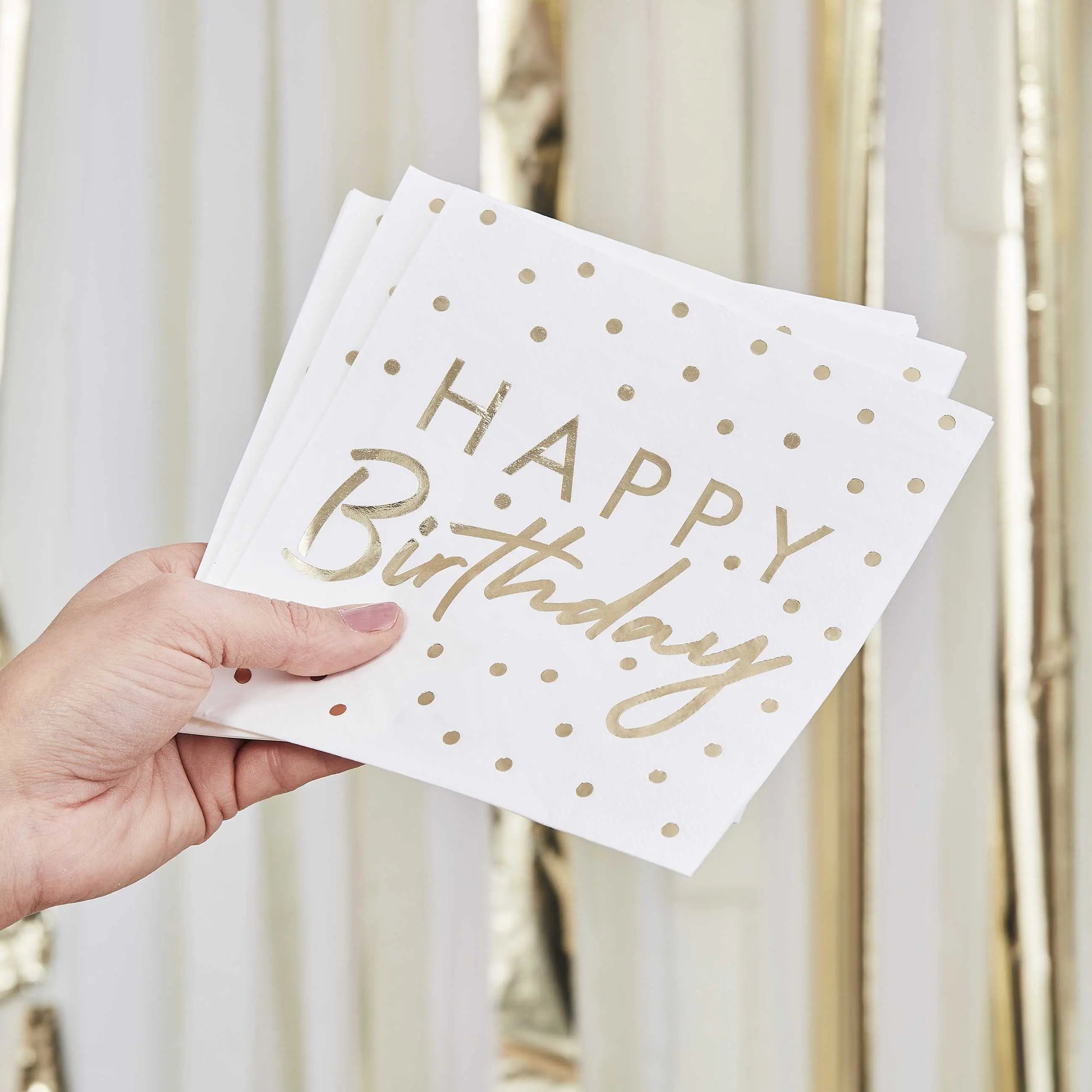 Gold Foiled Happy Birthday Paper Napkins GingerRay