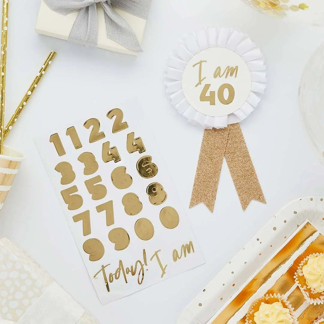 Gold Milestone Birthday Badge Personalised With 1 Sticker Sh Hootyballoo by Club Green
