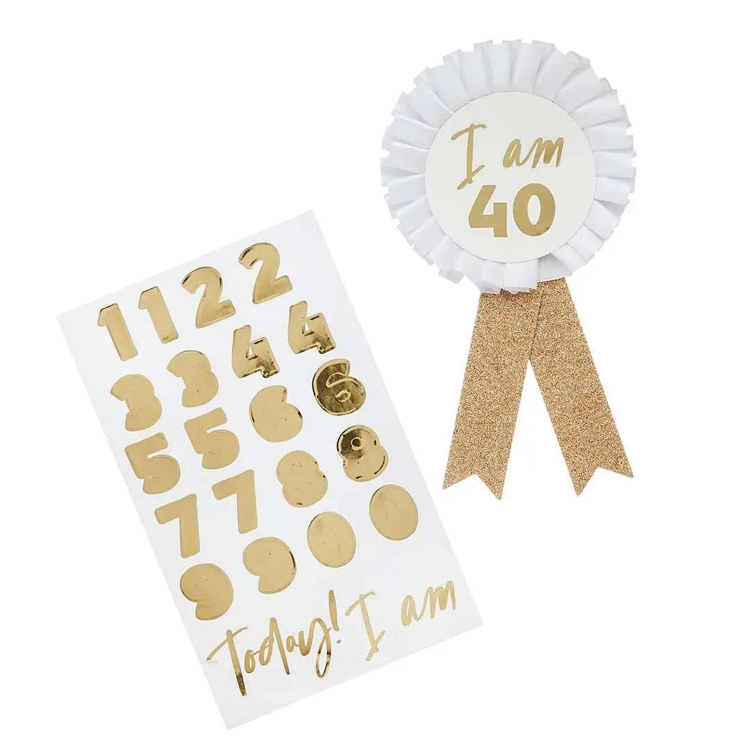 Gold Milestone Birthday Badge Personalised With 1 Sticker Sh Hootyballoo by Club Green