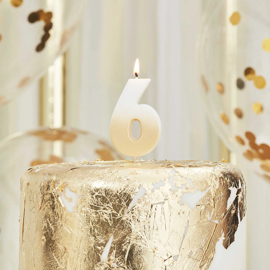 Gold Ombre 6 Number Birthday Candle Ginger Ray