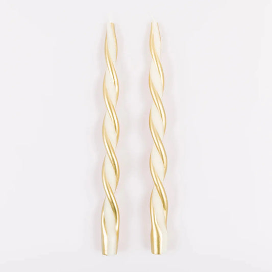 Gold Stripe Twist Candles (x 2) Meri Meri