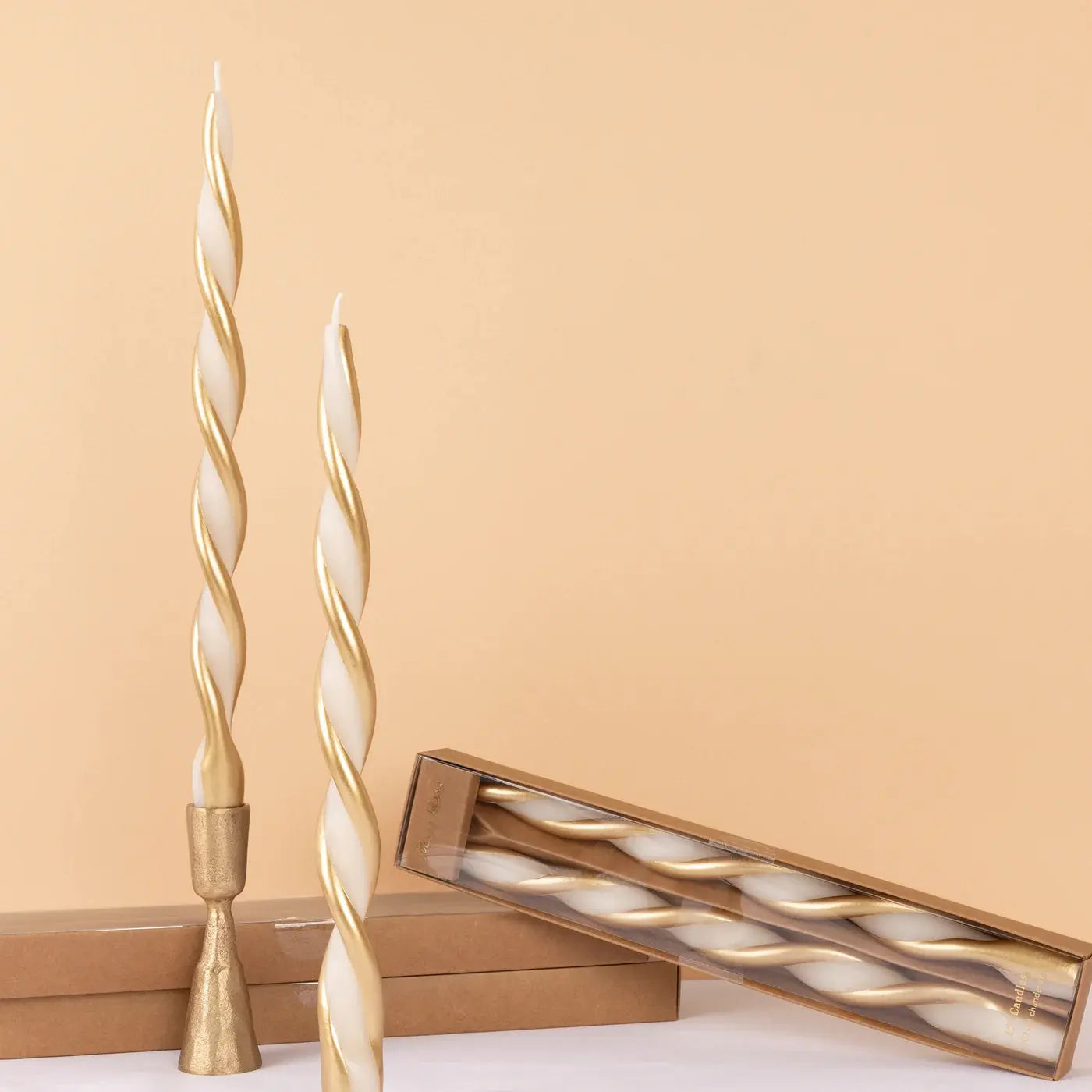 Gold Stripe Twist Candles (x 2) Meri Meri