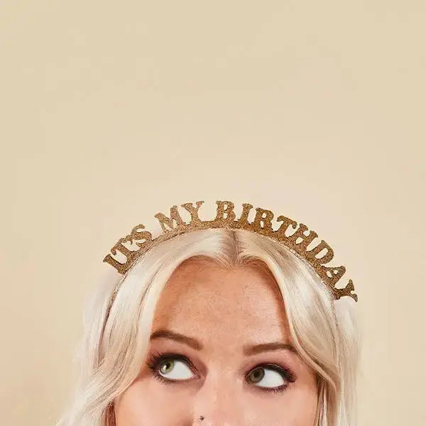 Gold 'It My Birthday' Glittery Headband Hootyballoo by Club Green