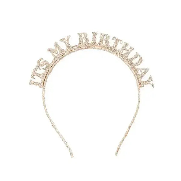Gold 'It My Birthday' Glittery Headband Hootyballoo by Club Green