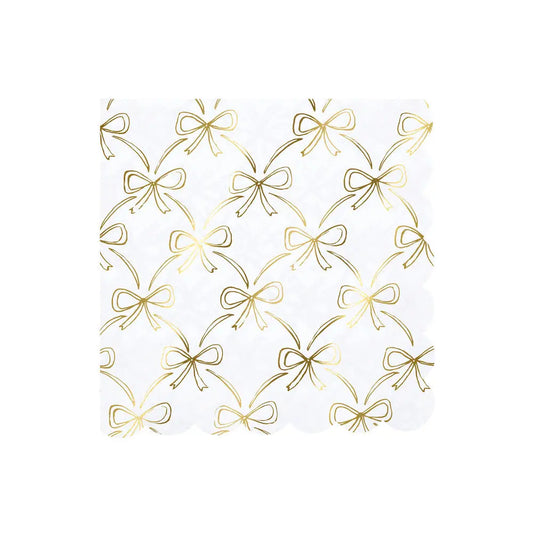 Gold bow dinner napkins L Meri Meri