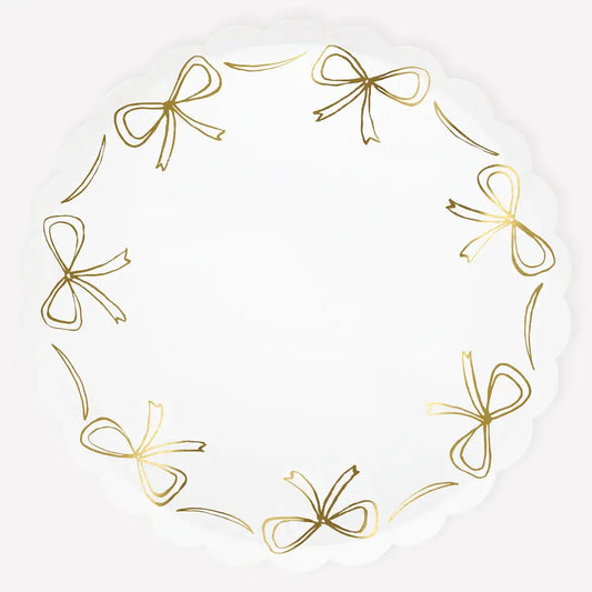 Gold bow dinner plates Meri Meri