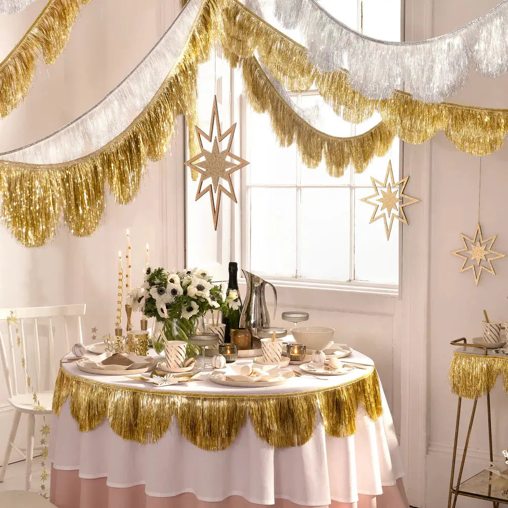 Gold tinsel scallop garland Meri Meri