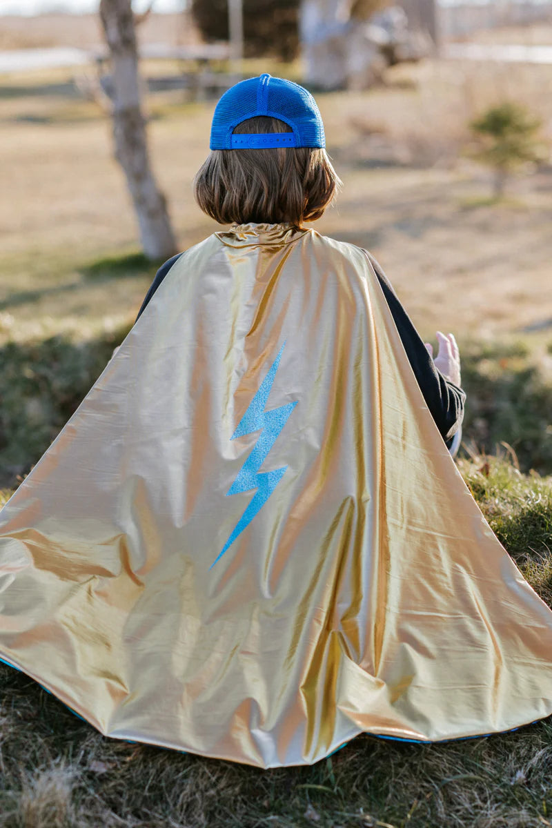 Reversible Blue Lightning Holographic Cape 5-6 years