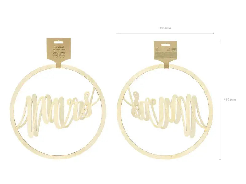 Hanging decoration Mr Mrs, 38cm Partydeco