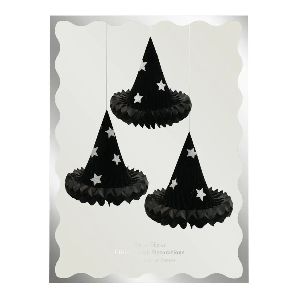 Hanging honeycomb witch hat decorations Meri Meri