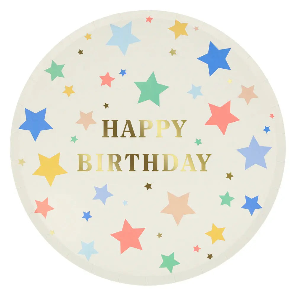 Happy Birthday Stars Dinner Plates (x 8) Meri Meri