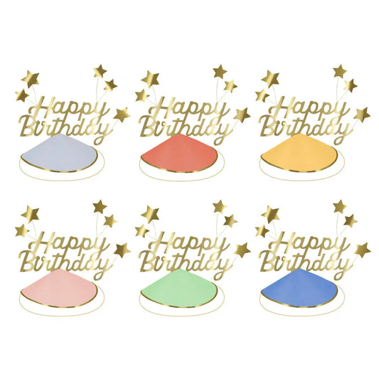 Happy Birthday & Foil Star Party Hats Meri Meri