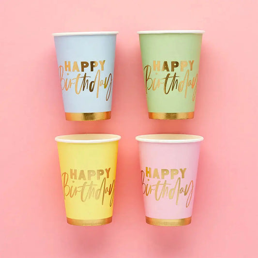 'Happy Birthday' Paper Cups 8 Pack Hootyballoo by Club Green
