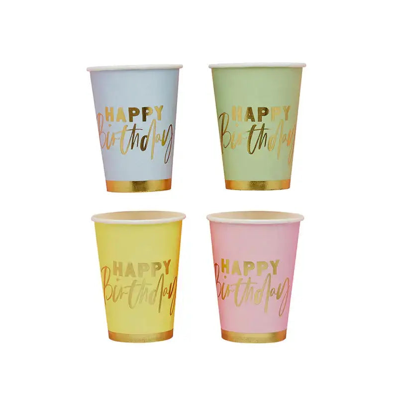 'Happy Birthday' Paper Cups 8 Pack Hootyballoo by Club Green