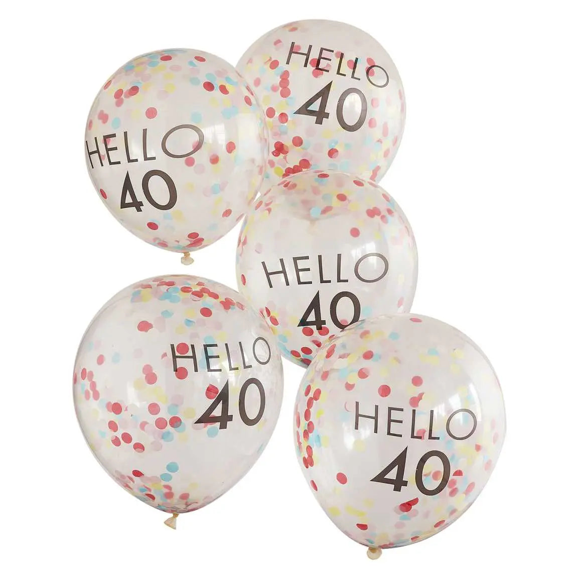 Hello 40 Rainbow Confetti 40th Birthday Balloons Ginger Ray