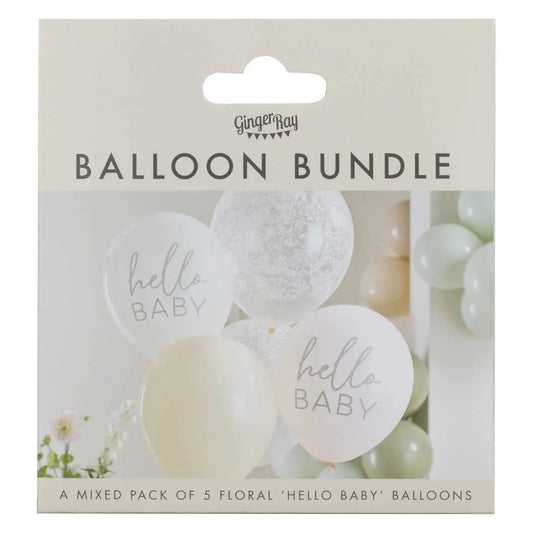 Hello Baby Floral Baby Shower Balloon Bundle GingerRay
