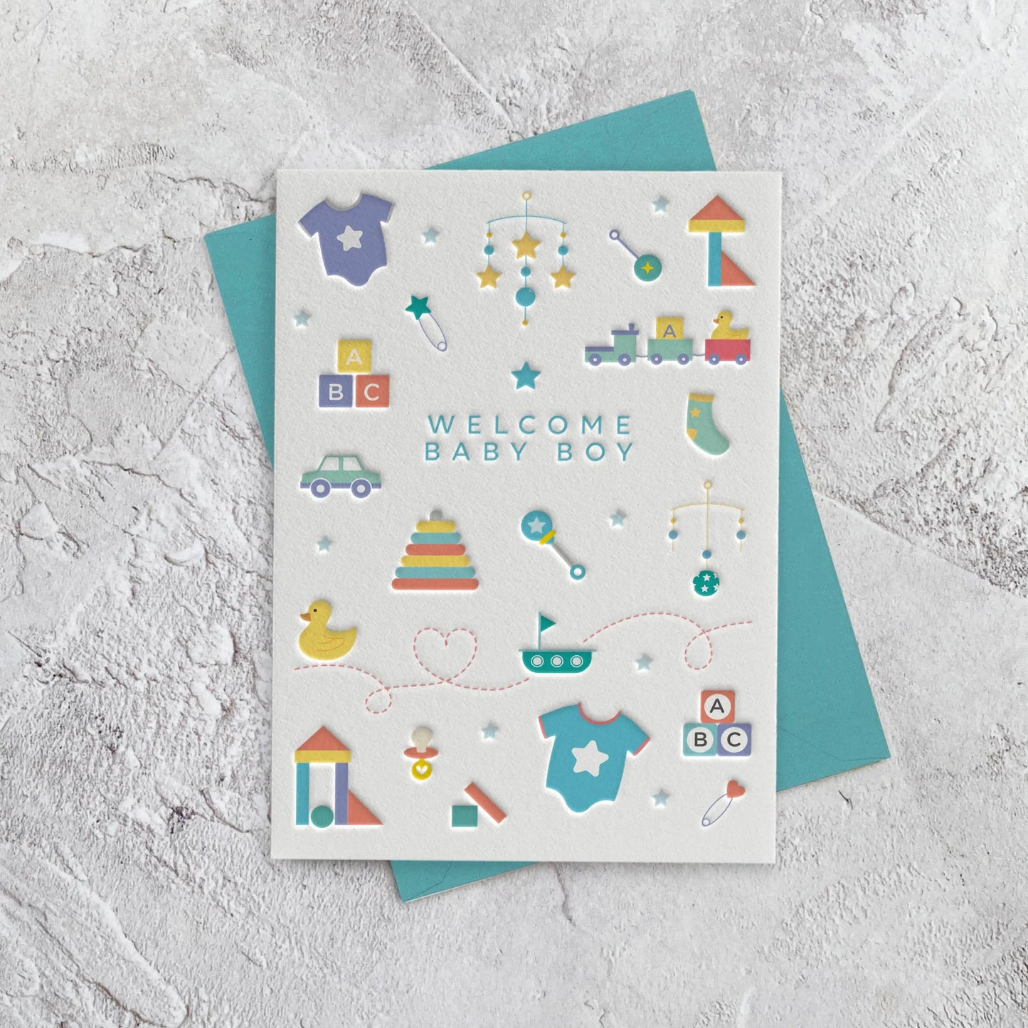 Heyyy Ltd - Baby Boy Letterpress Style Card Heyyy Ltd