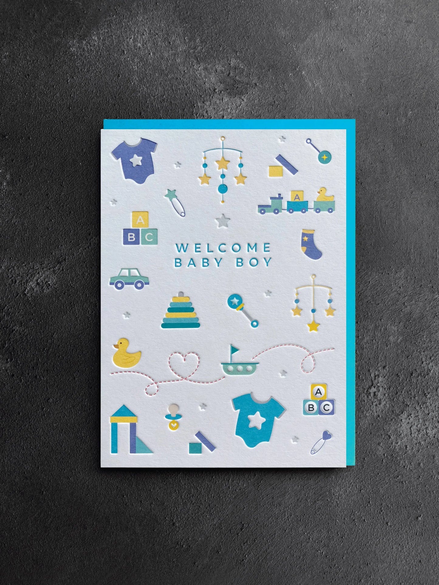 Heyyy Ltd - Baby Boy Letterpress Style Card Heyyy Ltd