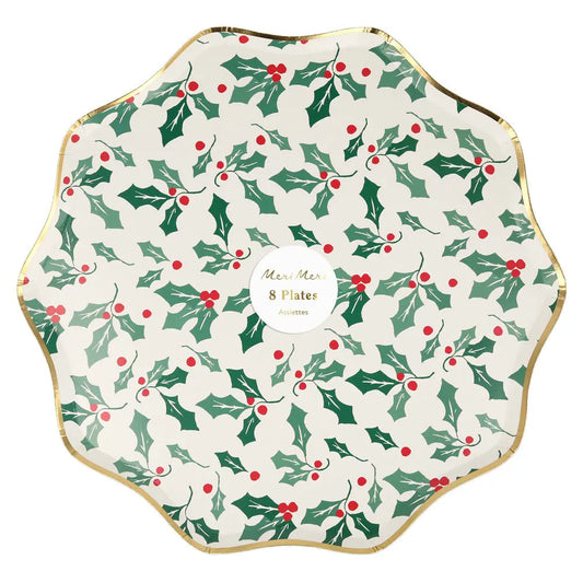 Holly pattern dinner plates Meri Meri
