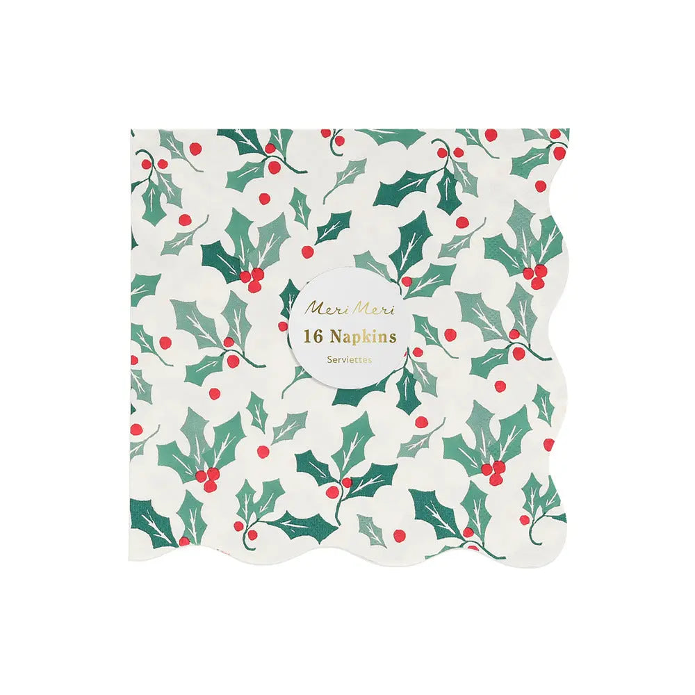 Holly pattern napkins L Meri Meri