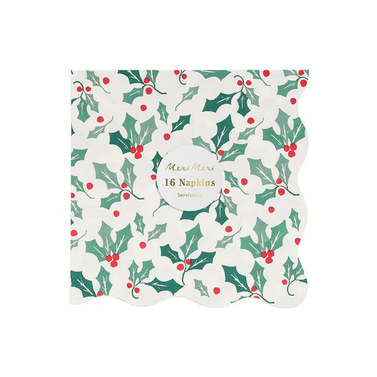 Holly pattern napkins L Meri Meri