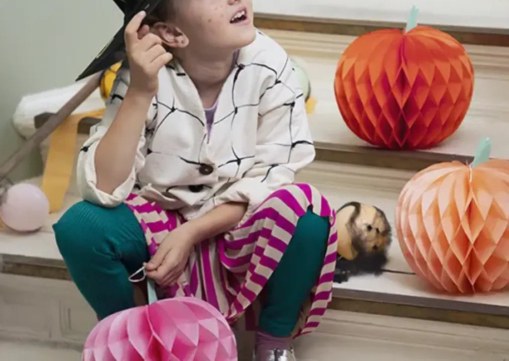 Honeycomb Pumpkins, 24 cm, mix Partydeco