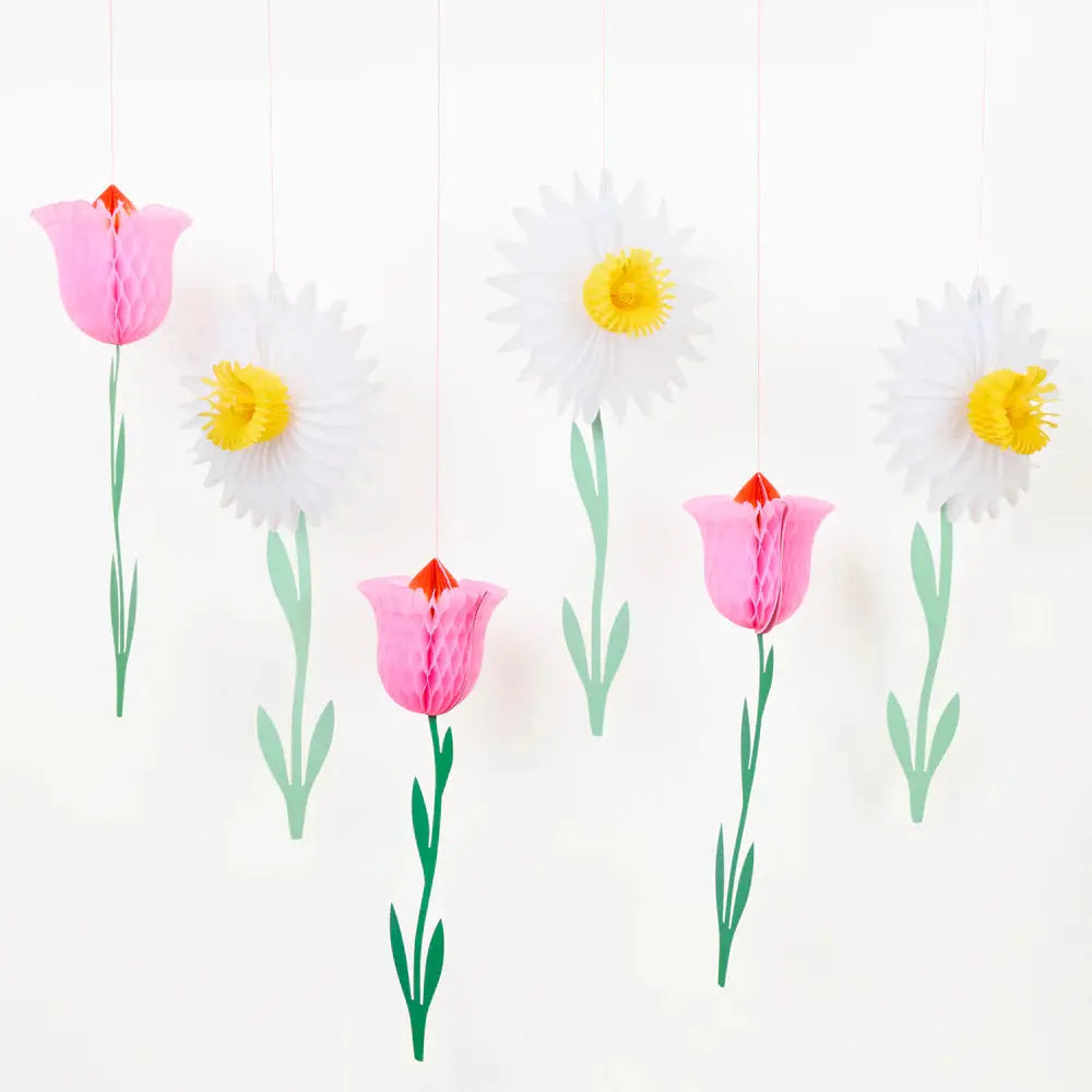 Honeycomb flower decorations X6 Meri Meri